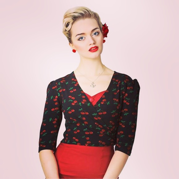 Collectif Sweaters - ❌SOLD❌❤️Collectif Mainline Cherry Wrap Cardigan